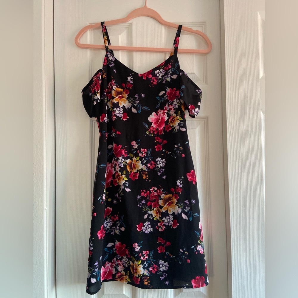 Floral Off The Shoulders Dress With Straps, Size 0